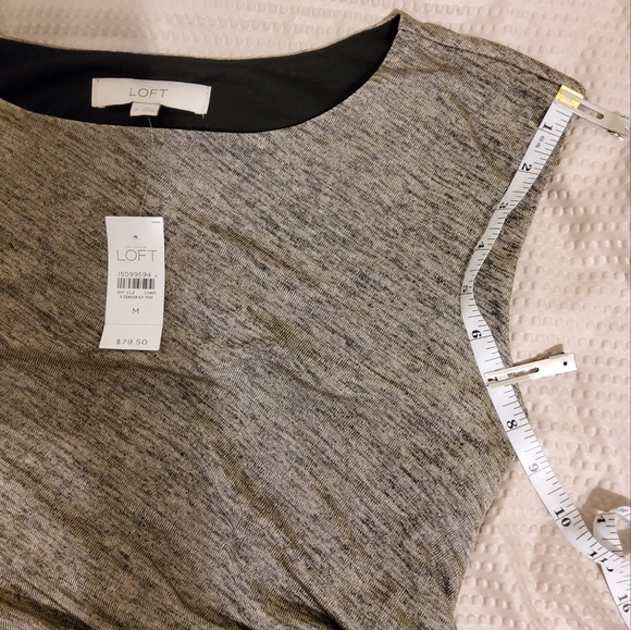 NWT! Ann Taylor Loft Gold Heather Ruched Sheath Sleeveless Dress Size M - Picture 5 of 10